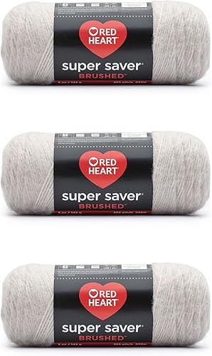 Miniatura 1 de Red Heart - Ovillo cepillado Super Saver de color visón claro, paquete de 3 unidades de 5 onzas, acrílico, mediano número 4 (lana peinada), 255