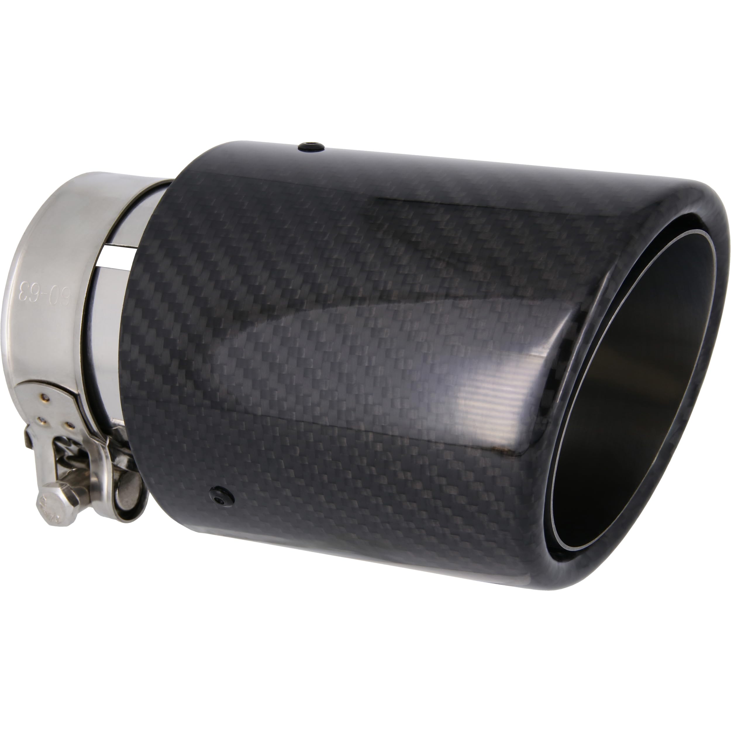 RECAMBO Auspuffblende schräg 150x90mm Edelstahl mit Carbon-Optik universal dezenter Sport-Look - einfache Montage - fester Sitz - aufwertende Heckoptik - langlebige Oberfläche - sauberes Finish