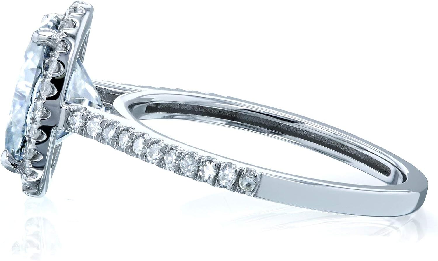 Kobelli Forever One Oval Moissanite Halo Engagement Ring 2 1/4 CTW 14k White Gold (DEF/VS, GH/I)