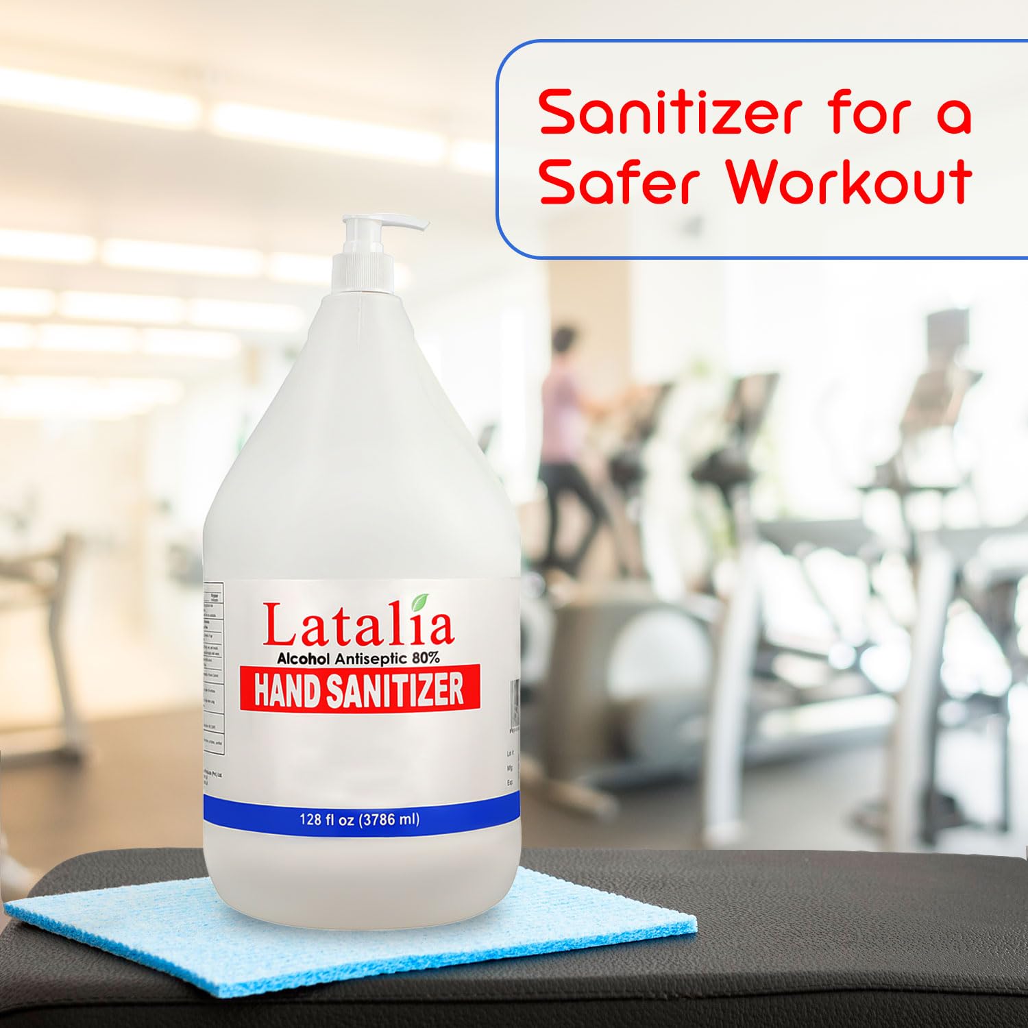 Latalia Large Hand Sanitizer Refill Gallon | Pack of 1 Moisturizing Hand Sanitizer Bulk Travel Size | Unscented Hand Sanitizer Gel for School, Office, Home, Business & Public Use (128 Fl. Oz, 3786 ml)