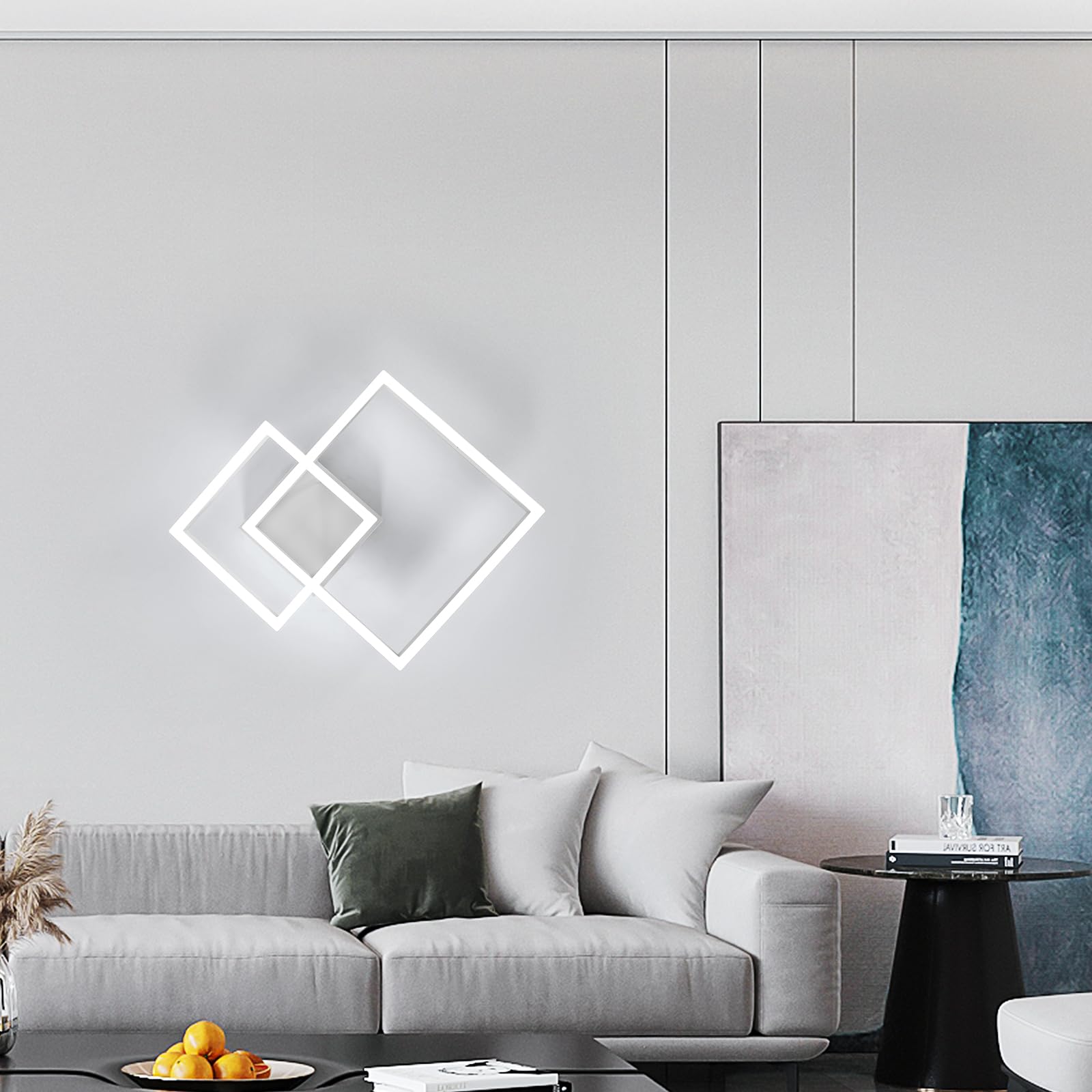 Osairous Plafonnier LED, 36W 4050LM Luminaire Plafonnier Moderne Acrylique Carré, Lumière Blanche 6500K Lampe de Plafond Aluminium pour Chambre, Cuisine, Salle à Manger, Blanc, 52CM