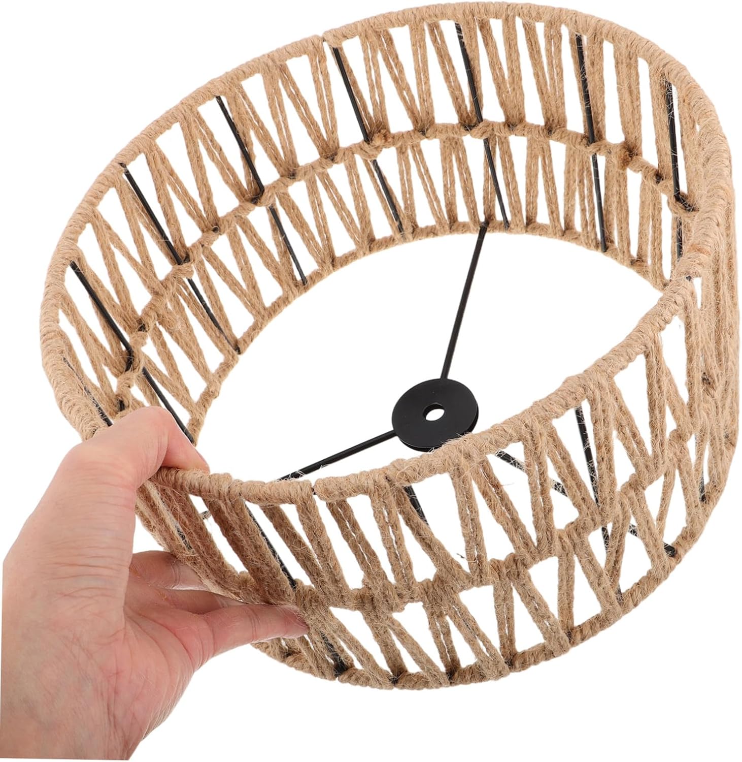 Vintage Woven Pendant Light Shade Iron Rope Lampshade for Dining Room Rustic Farmhouse Decor Boho Style Light Fixture Zen Design for Serene Atmosphere