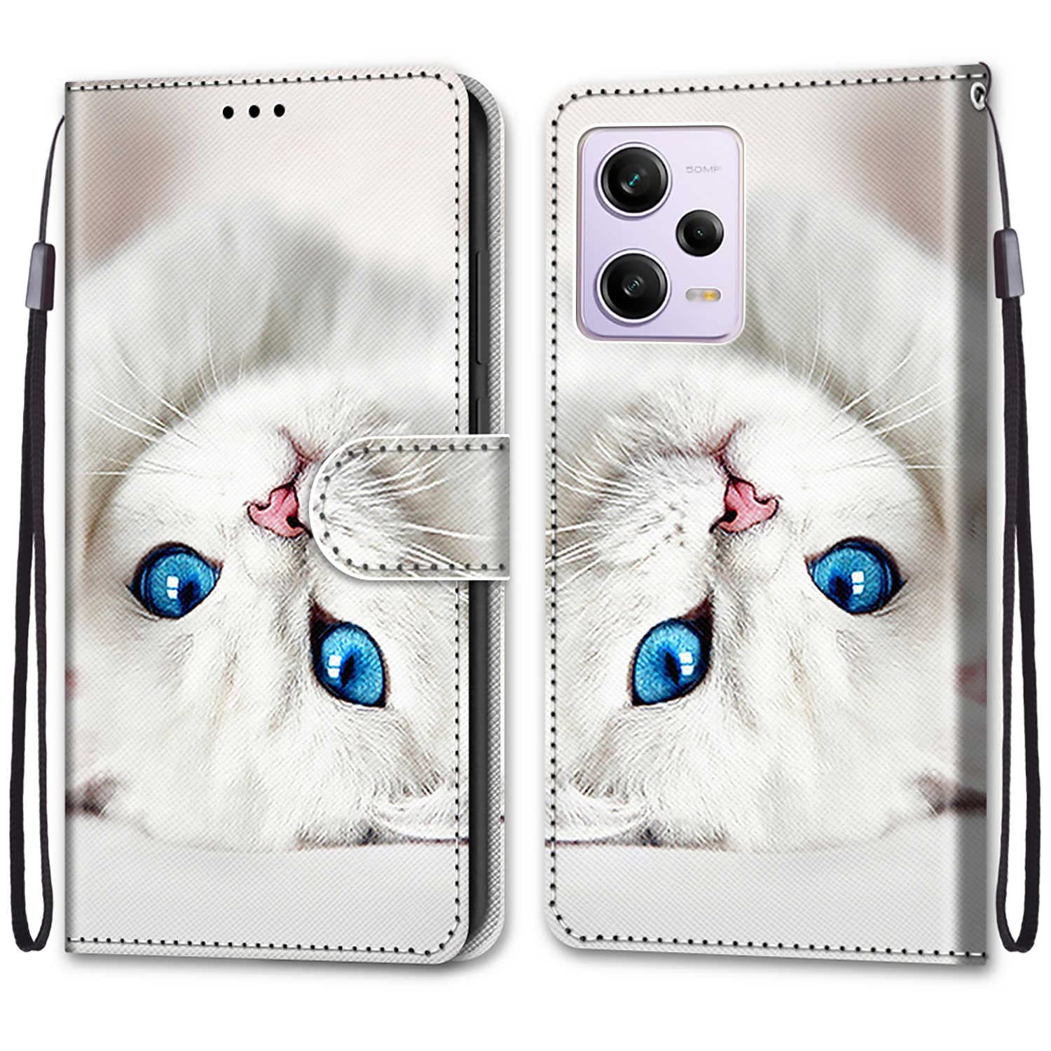 Custodia Portafoglio A Libro Con Glitter Per Xiaomi Redmi Note 12 Pro – Disegno Luna, Stella E Volpe, Blu - 2