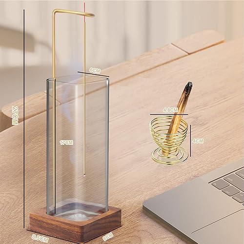 Miniatura 7 de Soporte para varillas de incienso SYOUACEND para palos anti-ceniza con vidrio extraíble, soporte de incienso boca abajo, colector de cenizas,