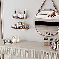 Vista 5 de MEBRUDY Juego de 2 estantes flotantes, estantes de pared rústicos con estilo rómbico para sala de estar, dormitorio, baño, cocina