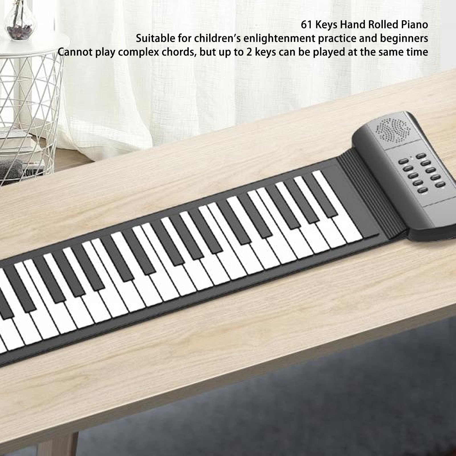 Pianoforte Roll Up 61 Tasti, Pianoforte Elettronico Portatile con Registrazione, Tastiera Pianoforte Roll Up Flessibile per Bambini Principianti, 16 Toni Diversi, 6 Brani Demo,
