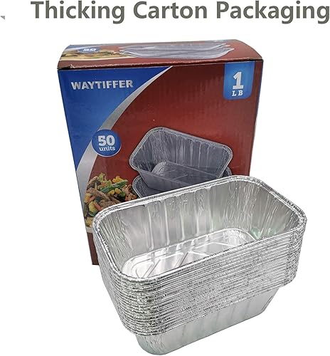 Miniatura 5 de Paquete de 50 mini moldes para pan de 1 libra de papel de aluminio desechables resistentes, tamaño estándar, 6 x 3.5 x 2.5 pulgadas, aptos para