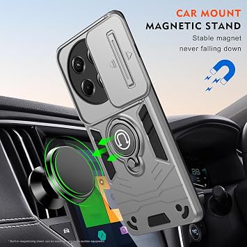 Compatible Models for Tecno Spark 30 Pro 4G Case Cover, Compatible with Tecno Spark 30 Pro 4G Camera Lens Slider + Ring Holder Smartphone Case Gray