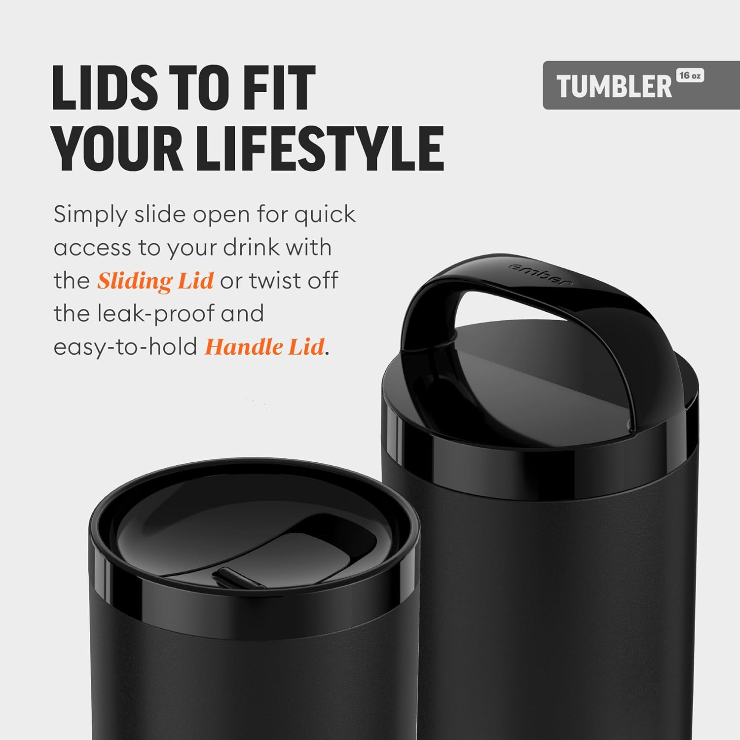 Ember Smart Tumbler – App-Controlled Heated Coffee Mug, Stainless Steel Tumbler, 16oz Black, 3-Hour Battery