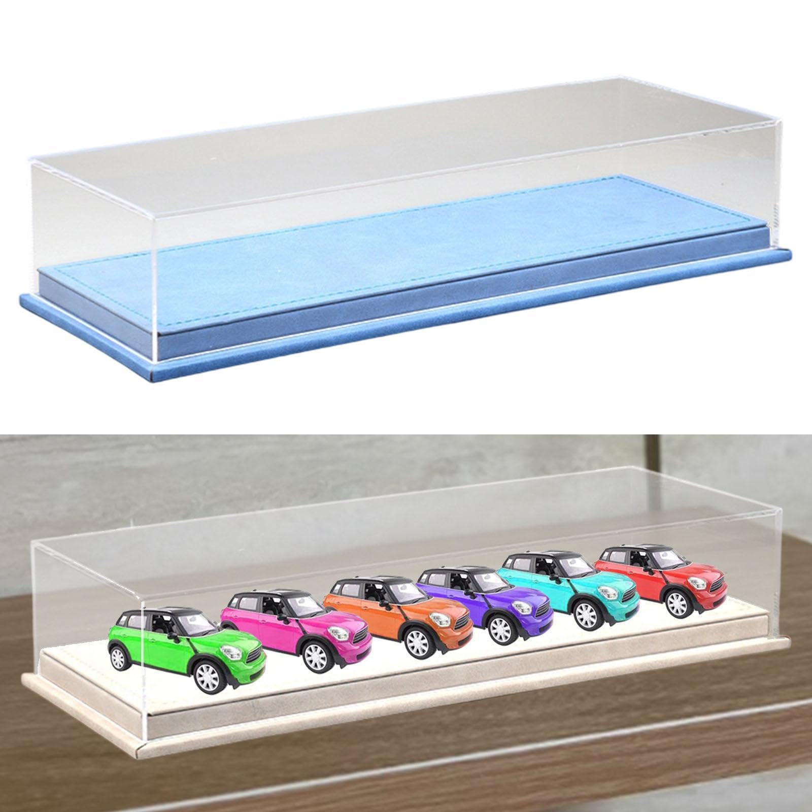 Acryl Vitrinenkasten für Modellautos Im Maßstab 1:64, Aufbewahrungsbox für Spielzeugautos, Transparenter Und Staubdichter Organizer, Blau