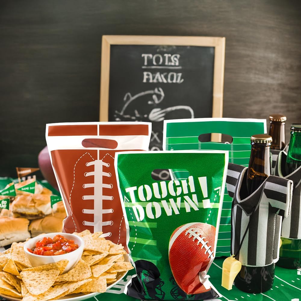 Football Goodie Bags, Football Party Bags, 100 PCS Football Treat Bags, Football Birthday Party Favors for Kids Rugby Sports Theme Candy Bags Gift Bags Game Day Events Supplies Football Party Decorations - Image 4