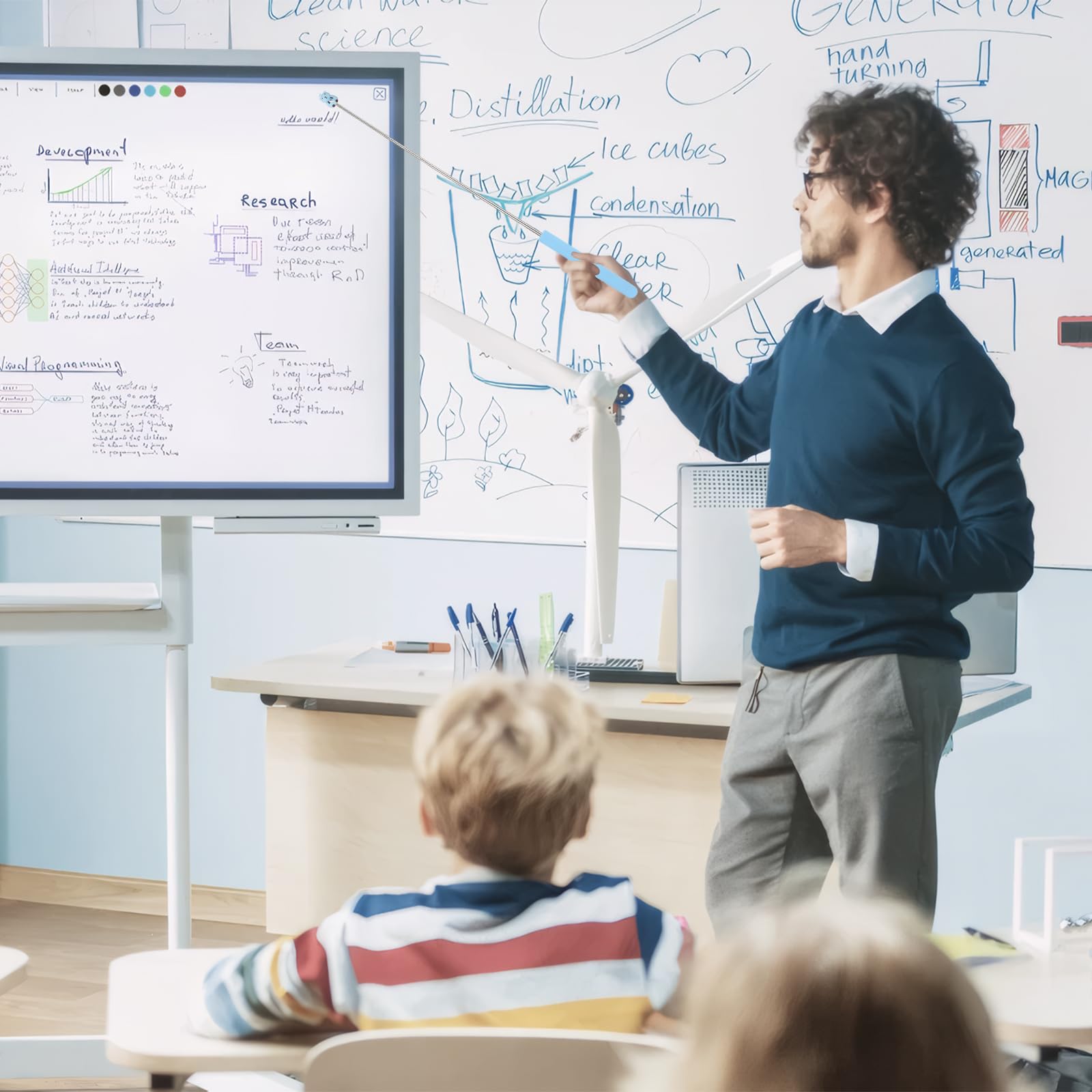 Pointeur Télescopique Extensible pour Enseignants, Baguette de Présentation Rétractable 5 Pièces