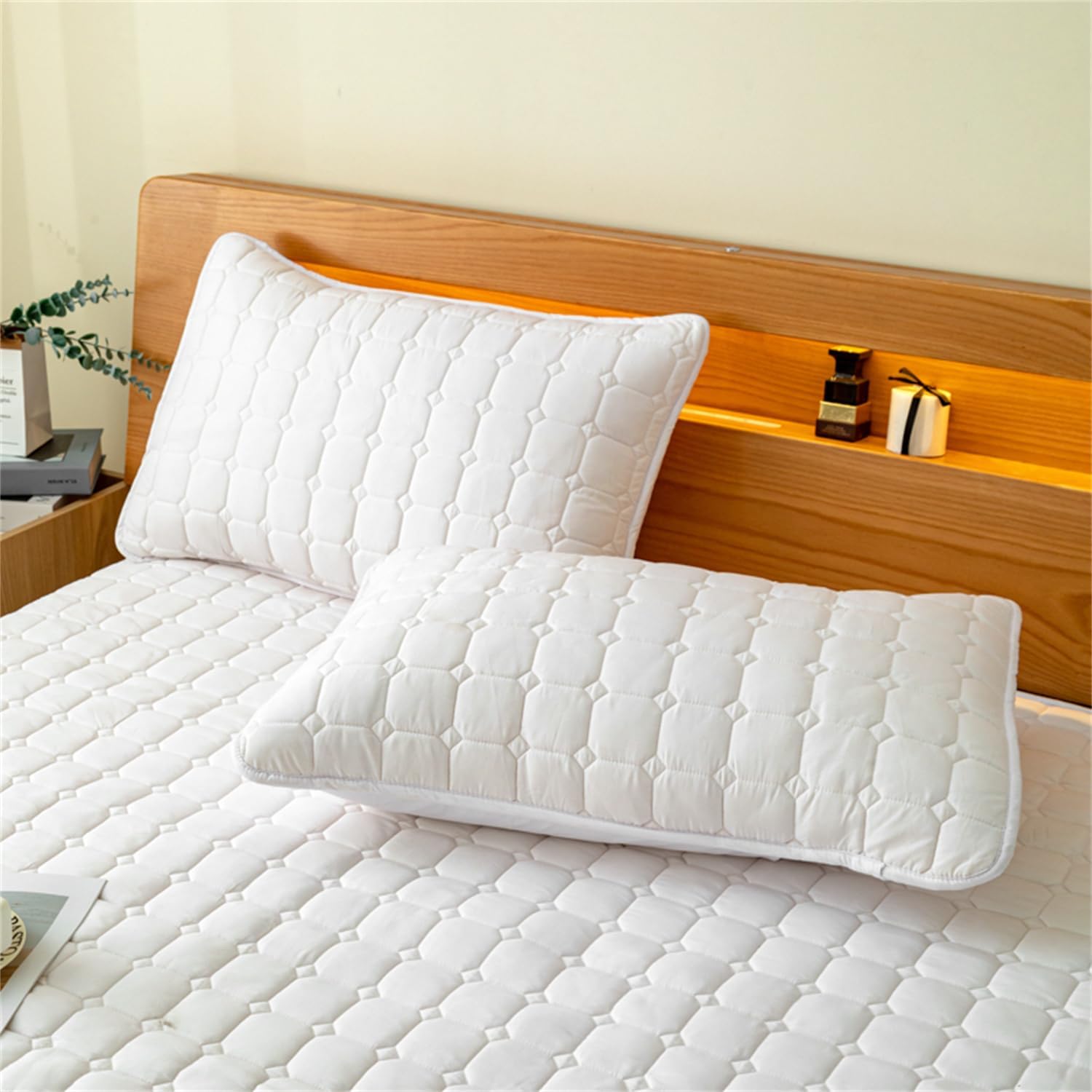 Mattress Protector, Cotton Waterproof Breathable Soft Mattress Protector, Bed Cover Fitted Sheet Fits for 6-18 inches Washable Mattress, for Kids Teenager Bedroom (White,Twin XL)