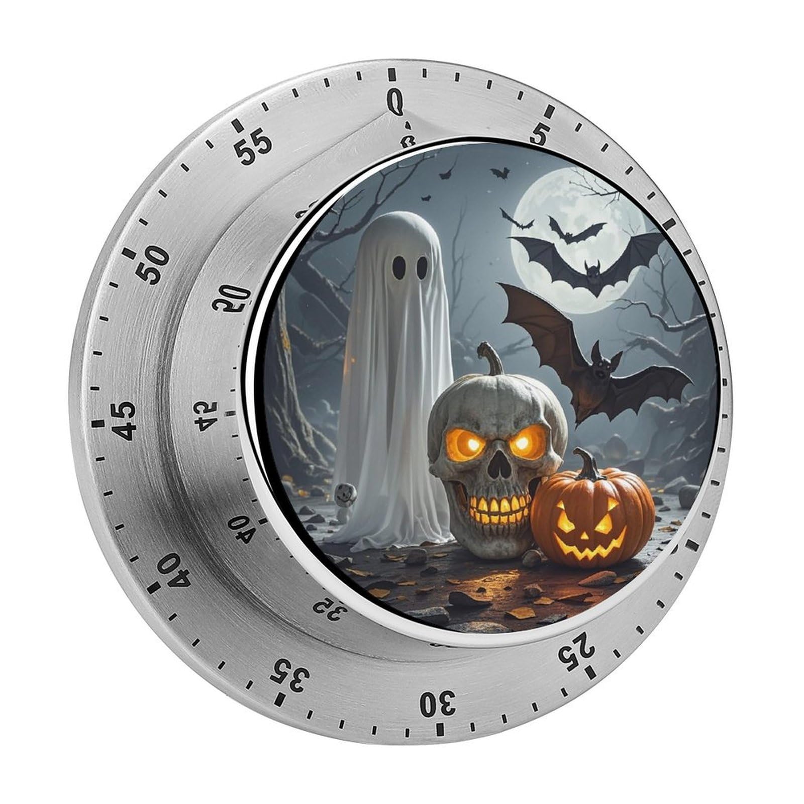 Pumpkin Lantern Ghost Visual Timer with Loud Alarm 60-Minute Kitchen Timers Exquisite Stainless Steel Body - Mechanical Desk Timer Countdown Clock for Cooking Chef Clock