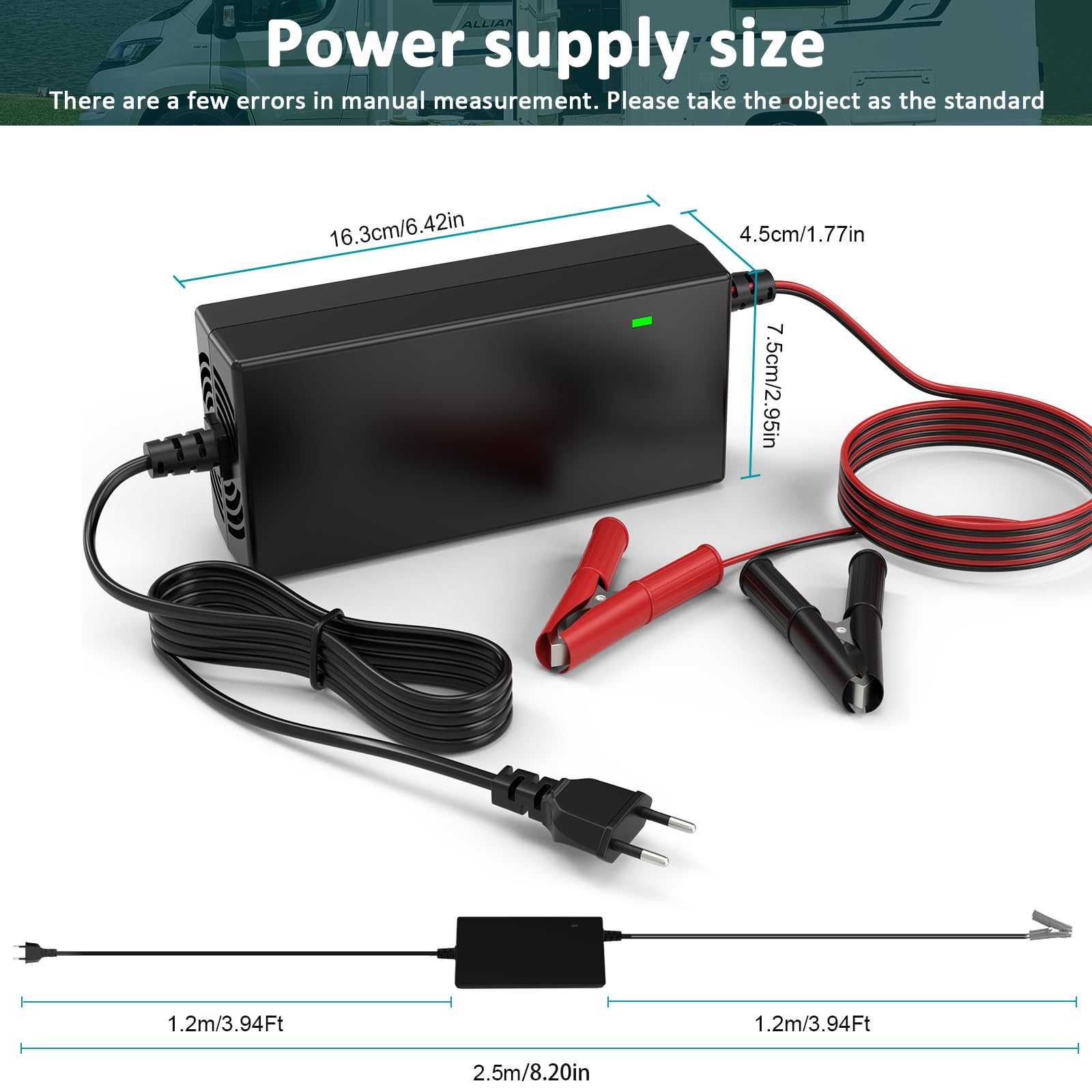 Caricabatterie LiFePO4 14.6V 10A Per Auto E Batterie Al Litio – Per Batterie 12V E 6V, Fino A 120Ah, Con Protezioni Multiple