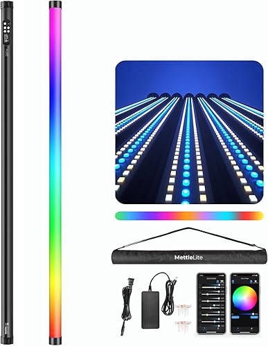 Miniatura 8 de Mettlelite Paquete de 2 luces TLX2 RGB tubo de luz LED a todo color con APP DMX Control 2 pies 2800K-8000K CRI96 TLCI97 360° RGB CCT HSI Modo
