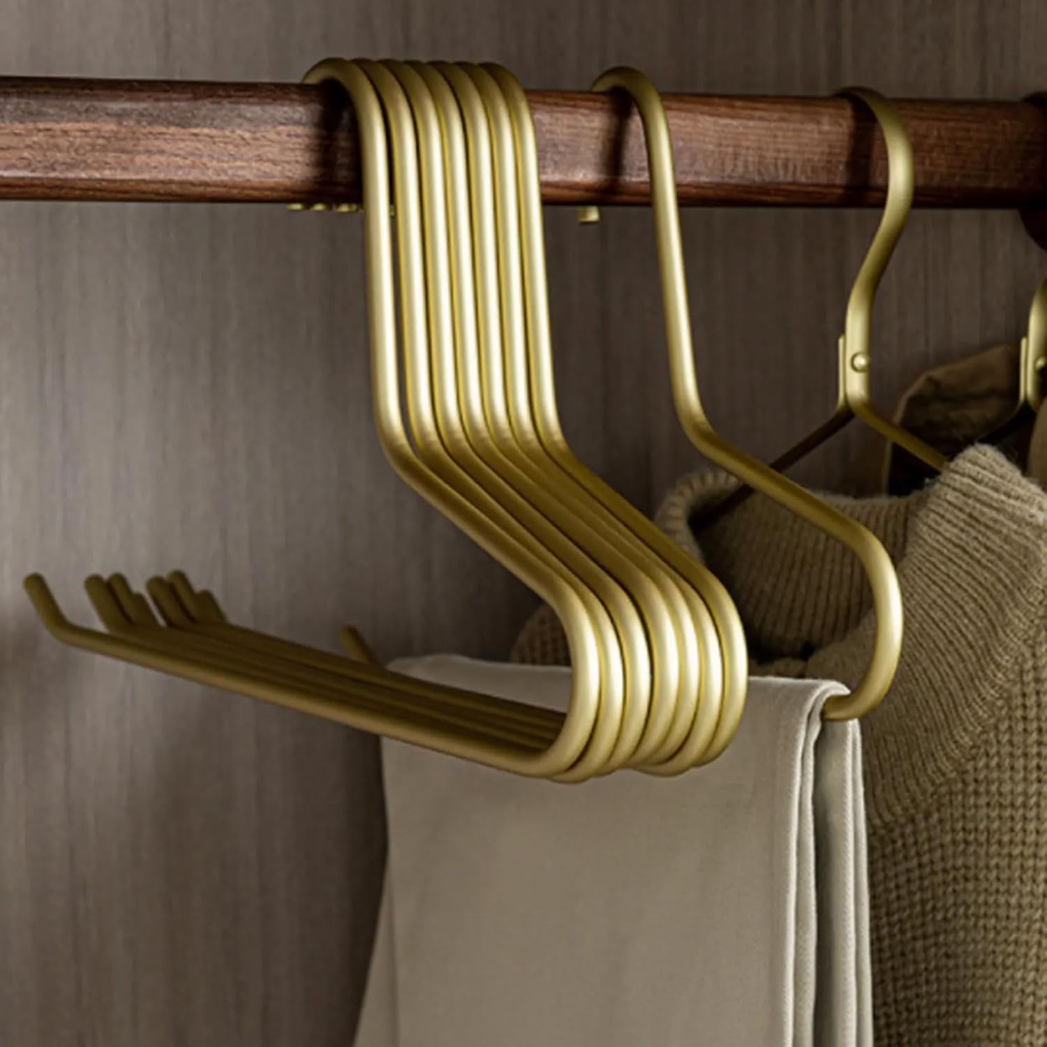 WEAREZ Grucce 1/5pcs Non-Slip Pants Rack Trouser Drying Hangers Solid Metal Open Ended Pant Storage Space Saver Armadio