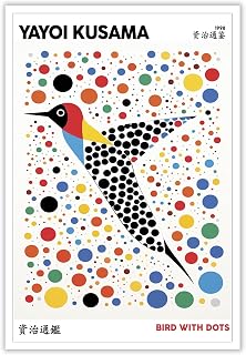 BFADMN 草間弥生 日本のウォールアートポスター 草間弥生 ウォールアートプリント 抽象美的アート キャンバス絵画 抽象的な日本の植物壁装飾 バスルームギャラリー用 40.6x61.04cm フレームなし