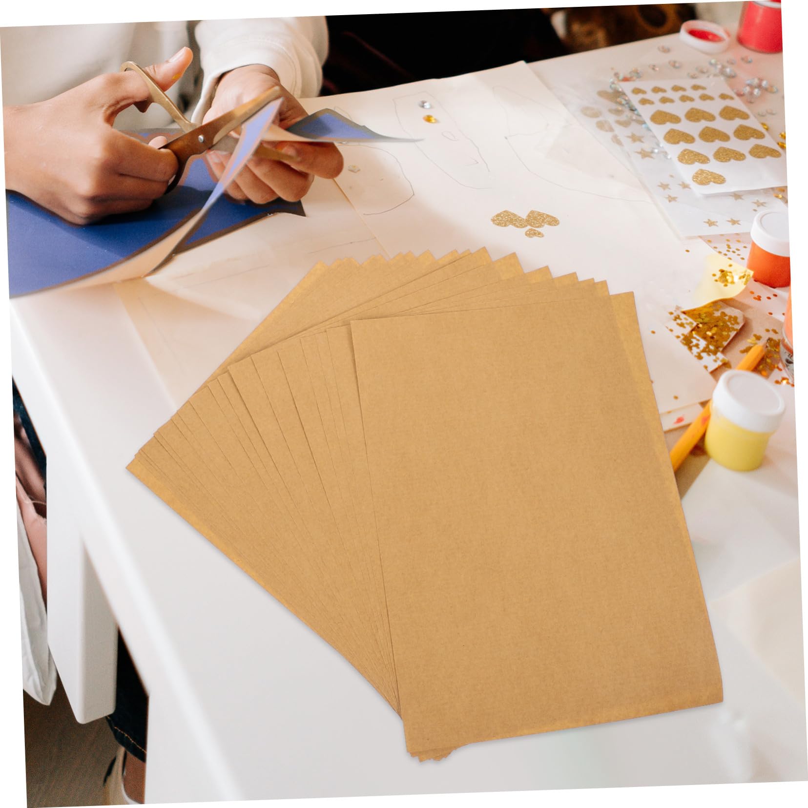 Papier Autocollant pour Étiquettes Kraft A4, 100 Feuilles