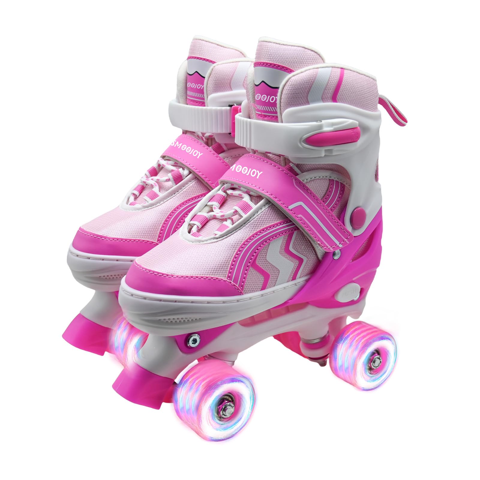 SMOOJOY Kids Roller Skates for Boys and Girls Adjustable Skate with All Light up Wheels Ages 5-8 and 8-12 for Beginner in Outdoor Indoor Sports.