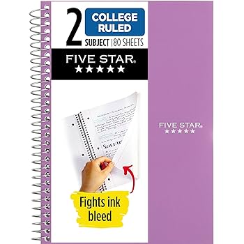 Amazon.com : Five Star Spiral Notebook, 2 Subject, College