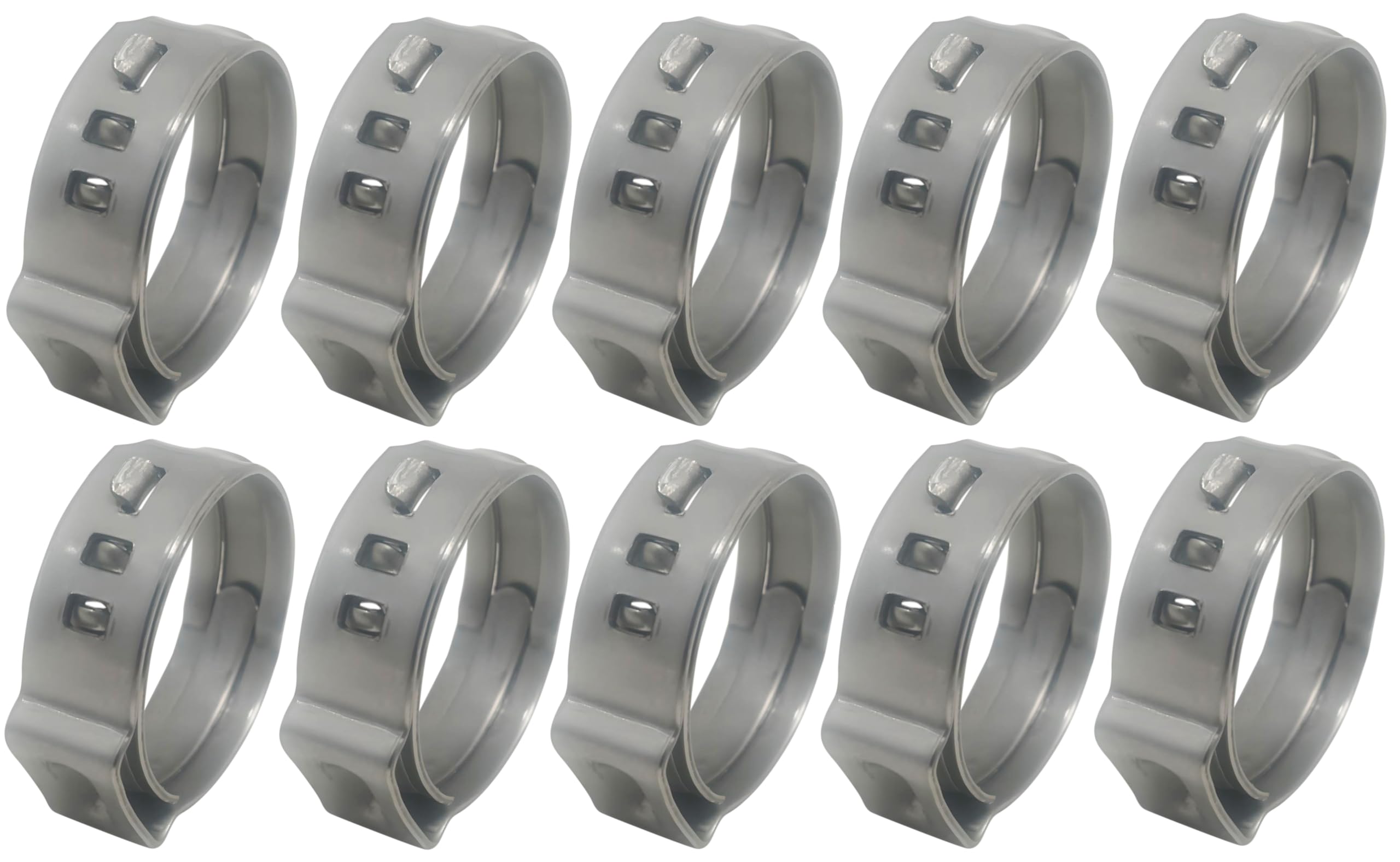 OCS Parts – Oetiker Ear Clamps 167 Series, 304 Stainless Steel, 18.5 mm Size, Pack of 10, Band Dimension 7 x 0.6 mm, Includes OCS Parts 2-Year Warranty