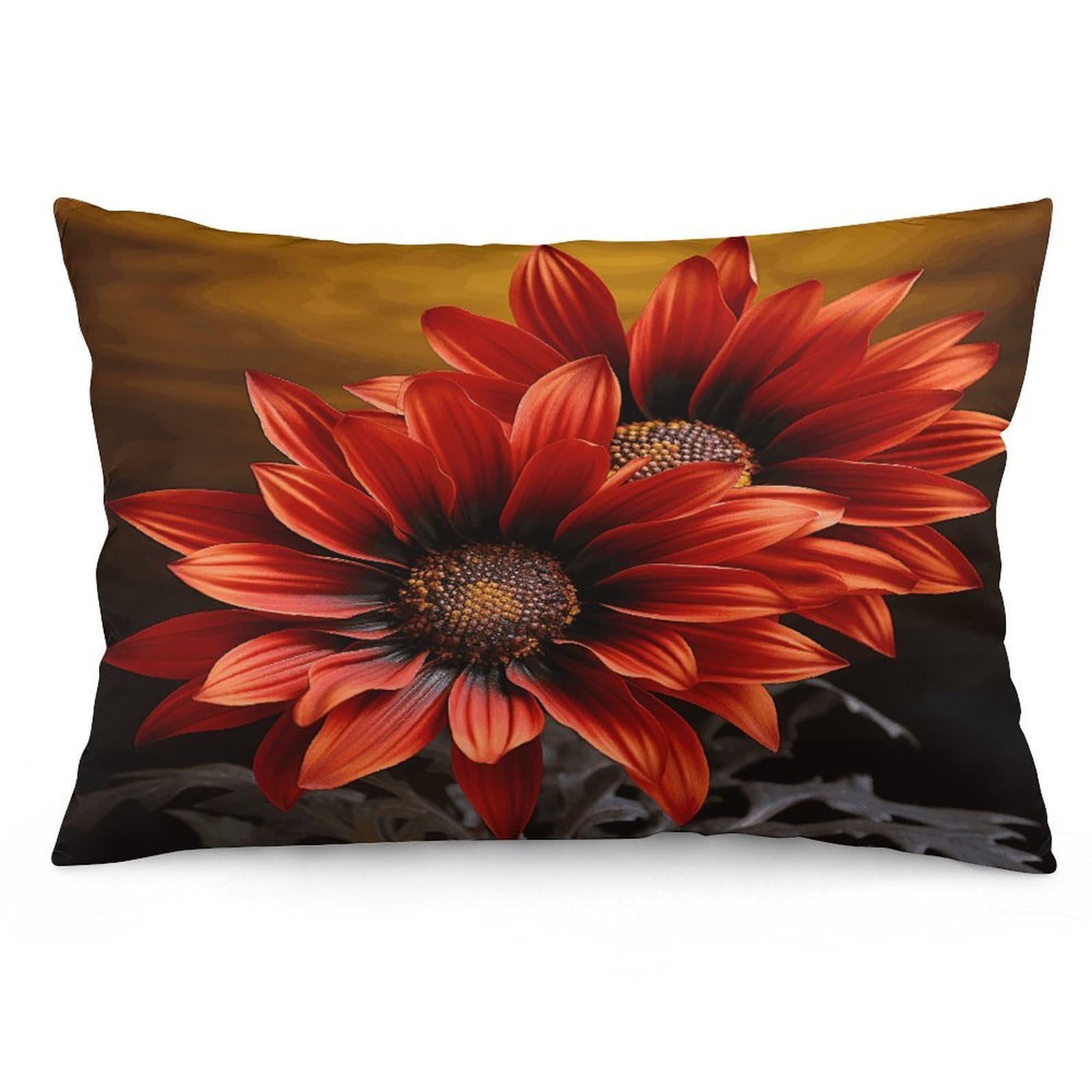 Red Sunflower Throw Pillow Cover Soft Lumbar Pillow Covers with Zipper Breathable Rectangular Cushion Case Polyester Pillow Case Decorative Body Pillow Cover for Couch Bed