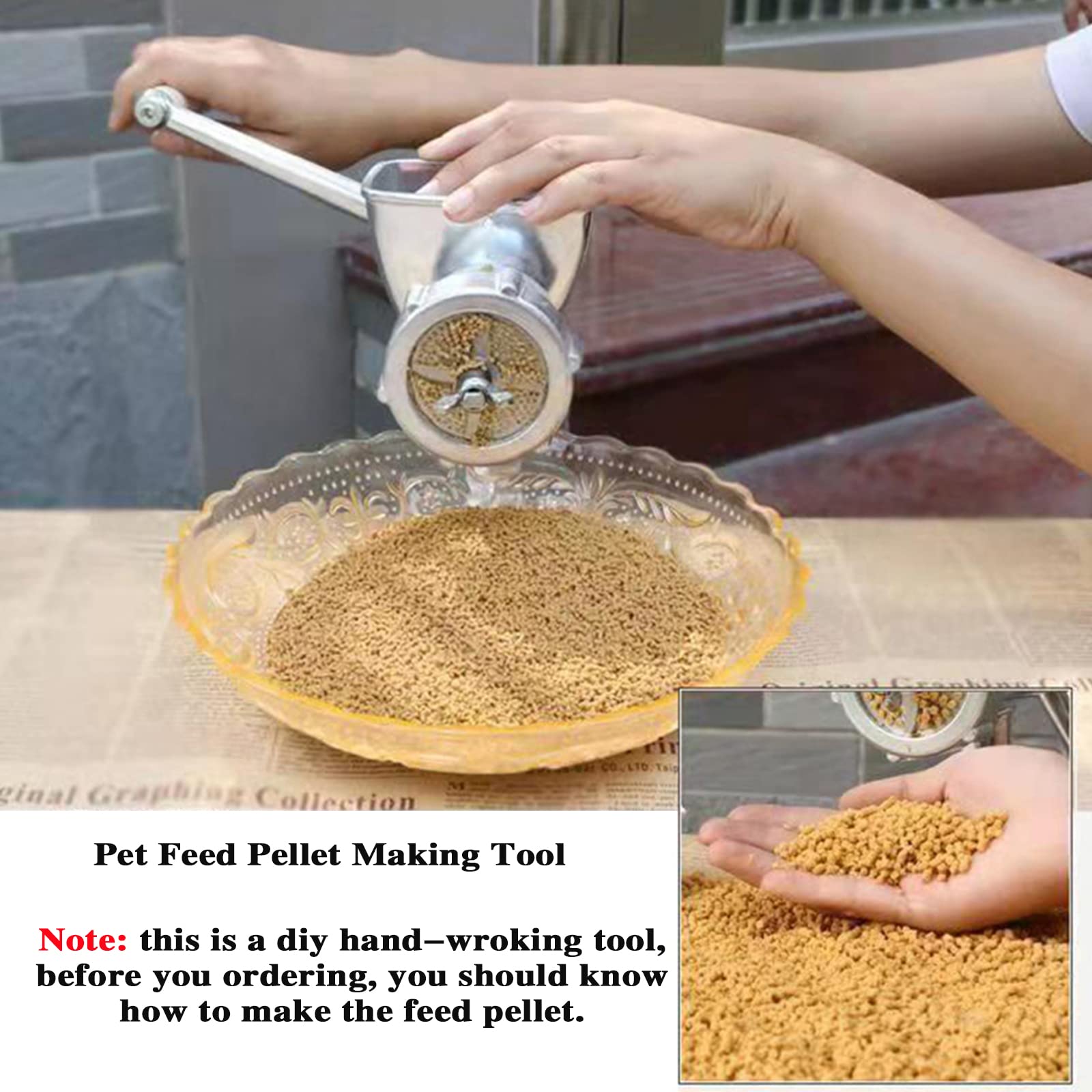 Macchina per mangimi a Pellet, Produttore Manuale di mangimi per Animali Domestici, granulatore per Alimenti per Piccoli Animali, con stampi da 1,5/2/2,5/3/4/5/6 mm, per Uccelli, Esche da Pesca, gatt