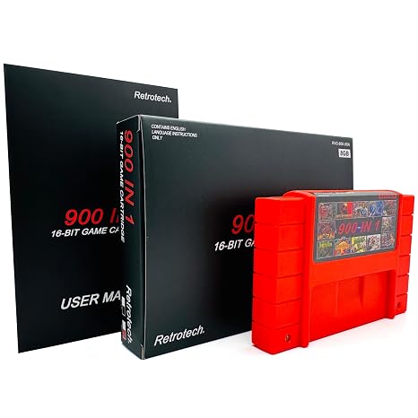 Retrotech Super 900 In 1 Cartridge for SNES Super Nintendo 16Bit Game Console - Red