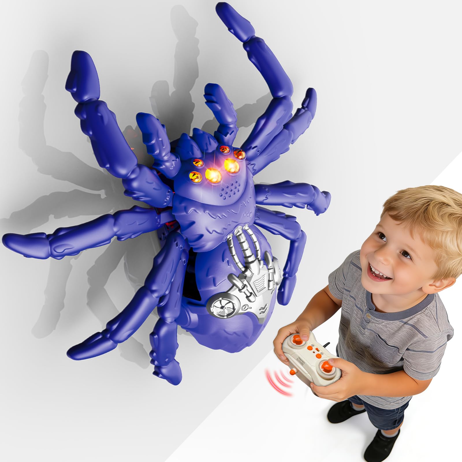 Wall Crawling Spider, Rechargeable Remote Control Robot Kids Toys, Wall Climbing Funny Prank Toys Birthday Gifts for Boys & Girls Ages 5 and Up (Blue)