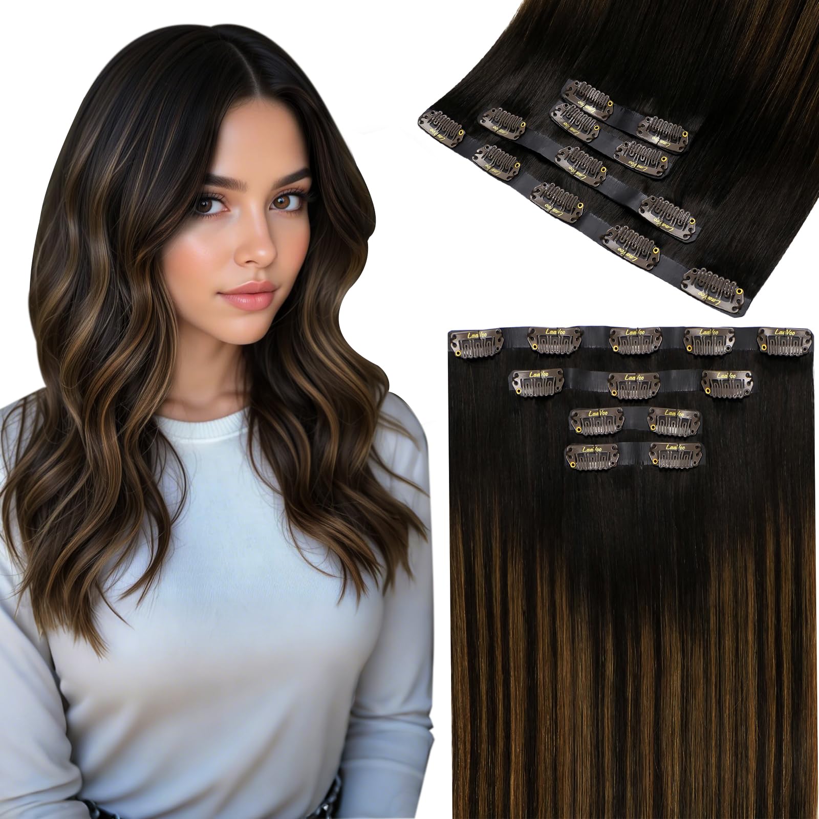 LaaVoo Extensions Echthaar Echt Haar Extension Clip Haarverlängerung Echthaar
