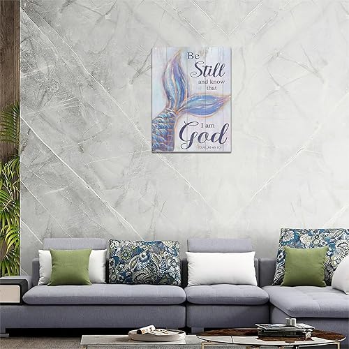 Miniatura 6 de Arte de pared de cola de sirena, decoración de pared de baño, impresiones en lienzo con versículos bíblicos, pintura enmarcada moderna, regalos para