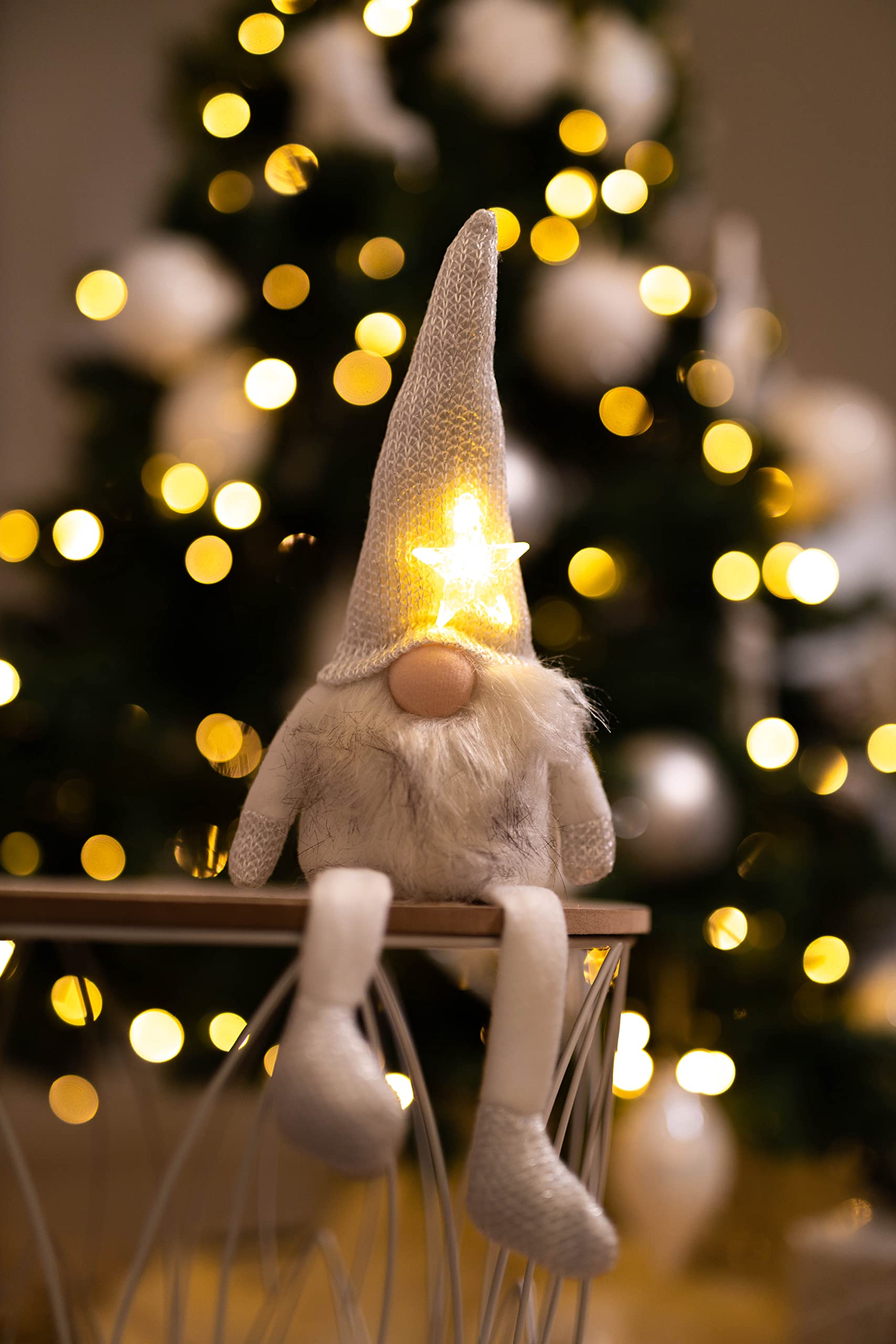 Marco Paul Weihnachts-Gonk Mit LED-Beleuchtung – Weiche Plüschfigur Als Festliche Deko, 39 Cm