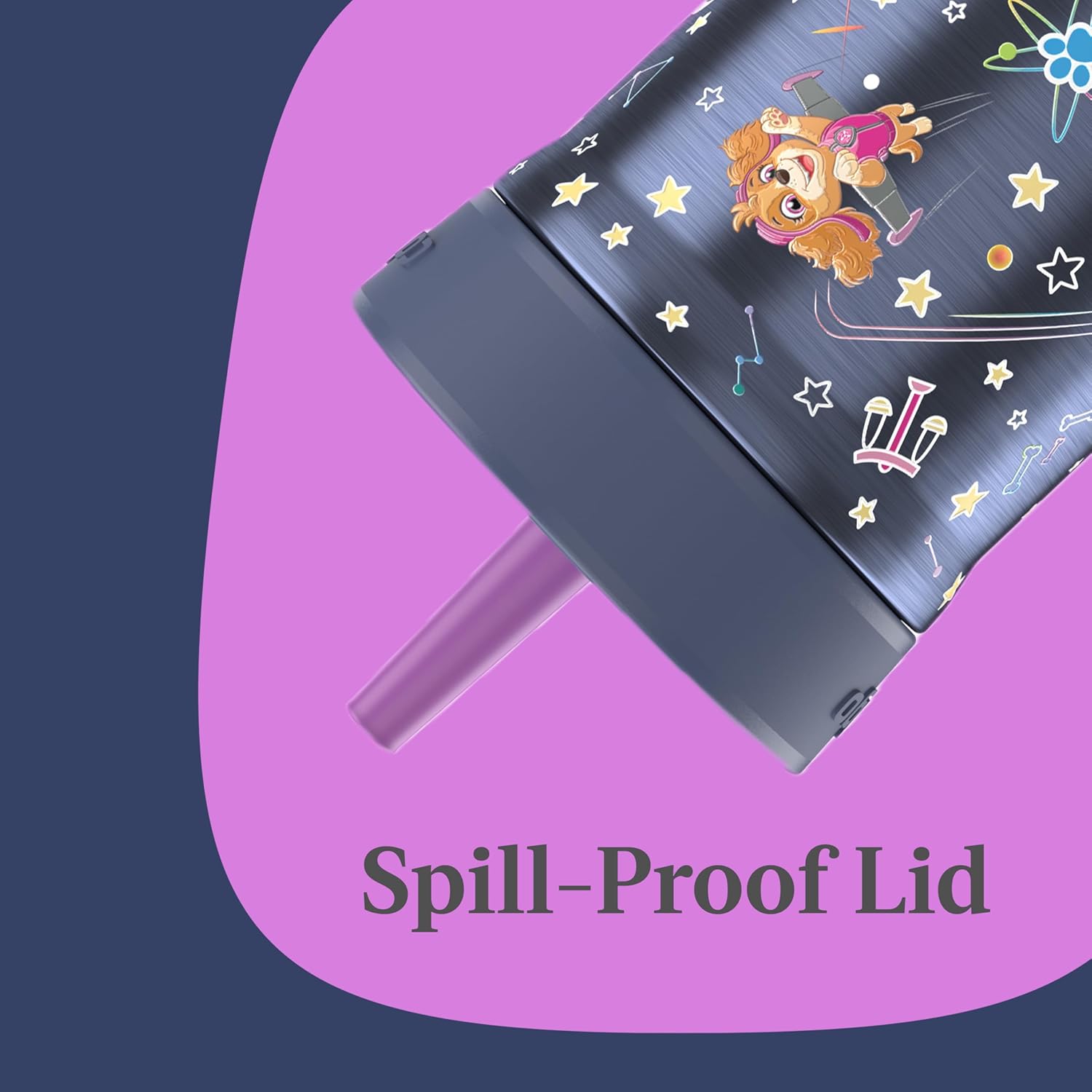 Contigo Kids Leighton Spill-Proof Stainless Steel Paw Patrol Tumbler with Straw, 12oz, Space Zodiac, Purple - Image 3