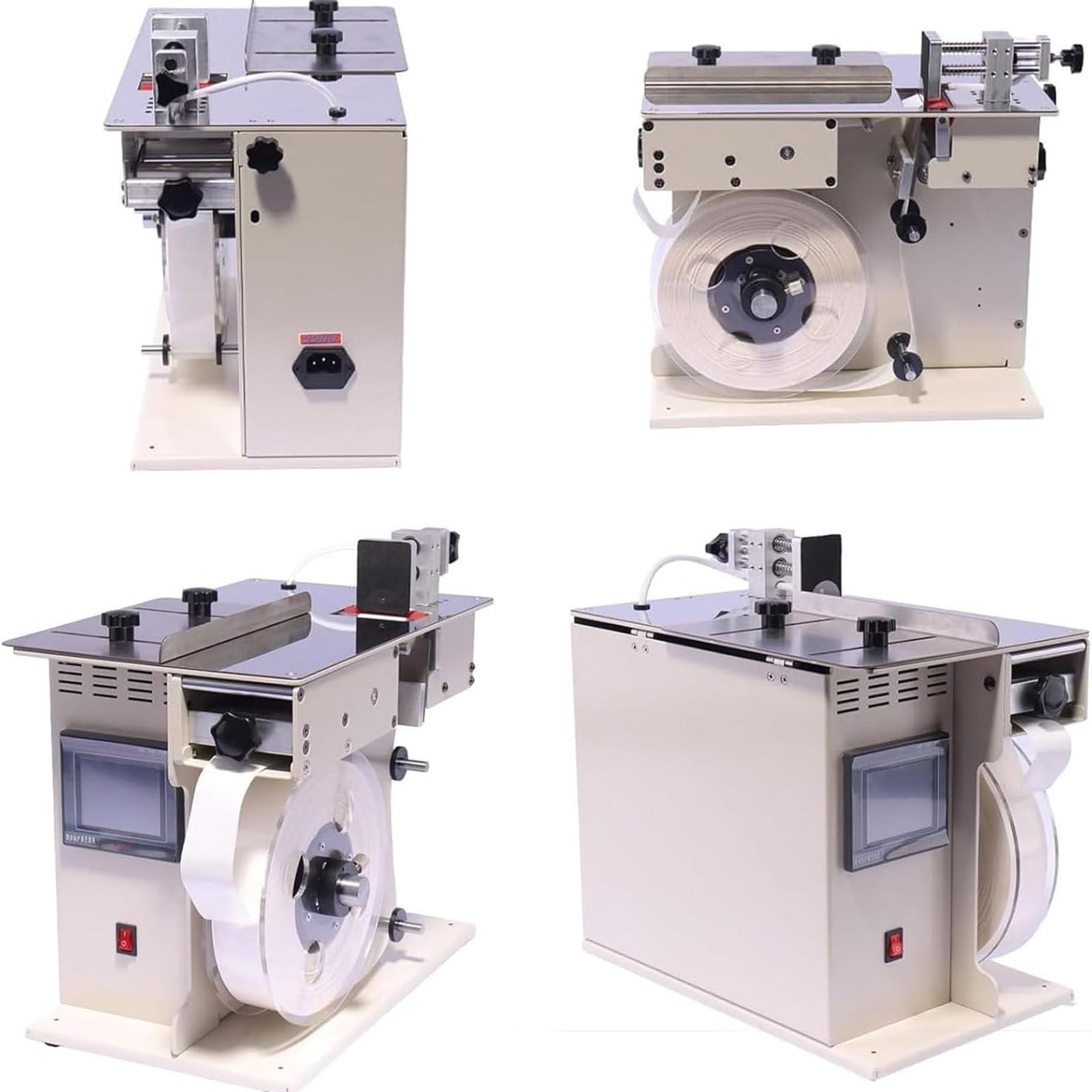 Etiquetadora automática de ángulo recto, etiquetadora de esquina de 90° pelable de 200 W con ajuste de velocidad y longitud, control de pantalla táctil, cuerpo de metal duradero