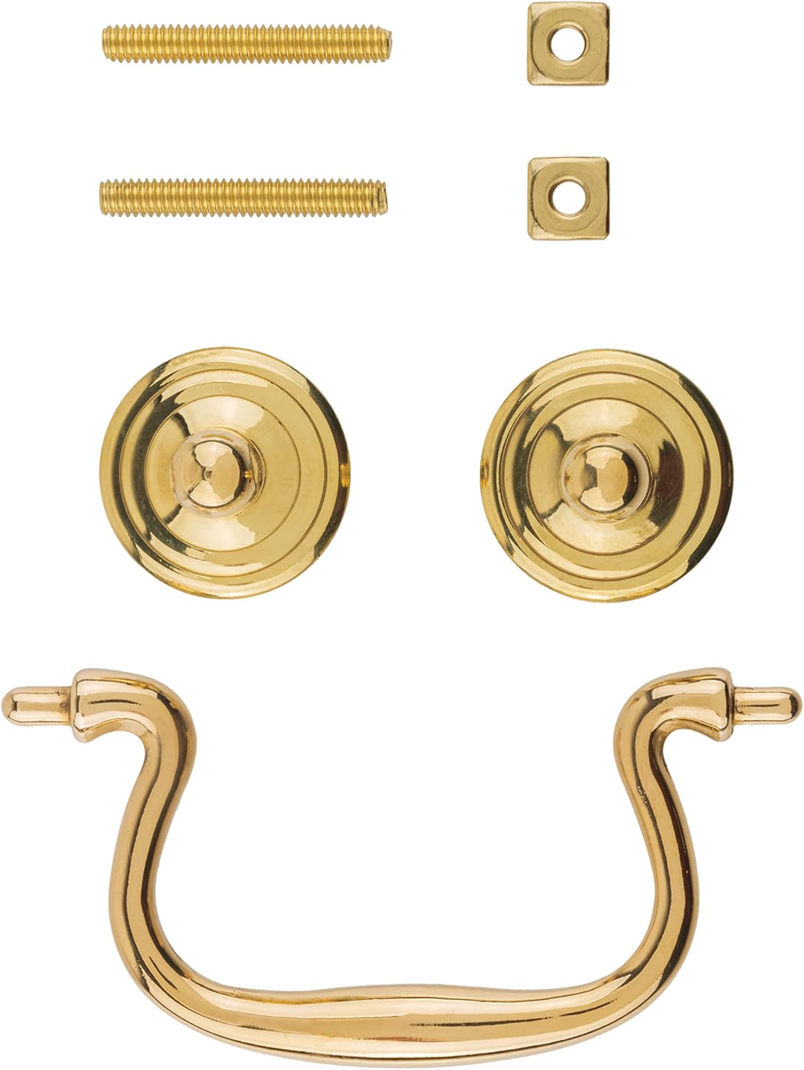 Plain Cast Brass Swan Neck Drawer Bail Pull Handle | Centers: 3" | Antique Cabinet, Vintage Cupboard, Old Desk Reproduction Hardware | UA-871-PCB