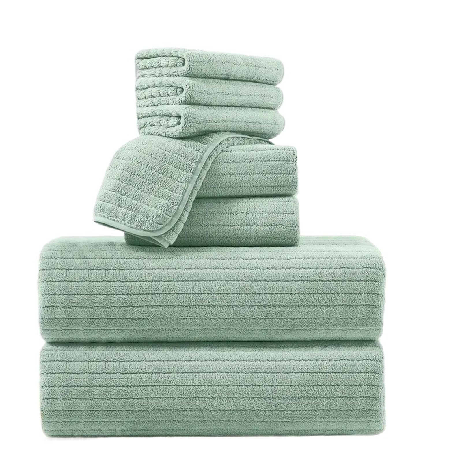 CHTKAGV 8 Pcs Bath Towel Set, 4 Washcloths and 2 Face Towels, Absorbent Quick Dry for Bathroom, Gym, and Hotel Use(8Pcs Green)