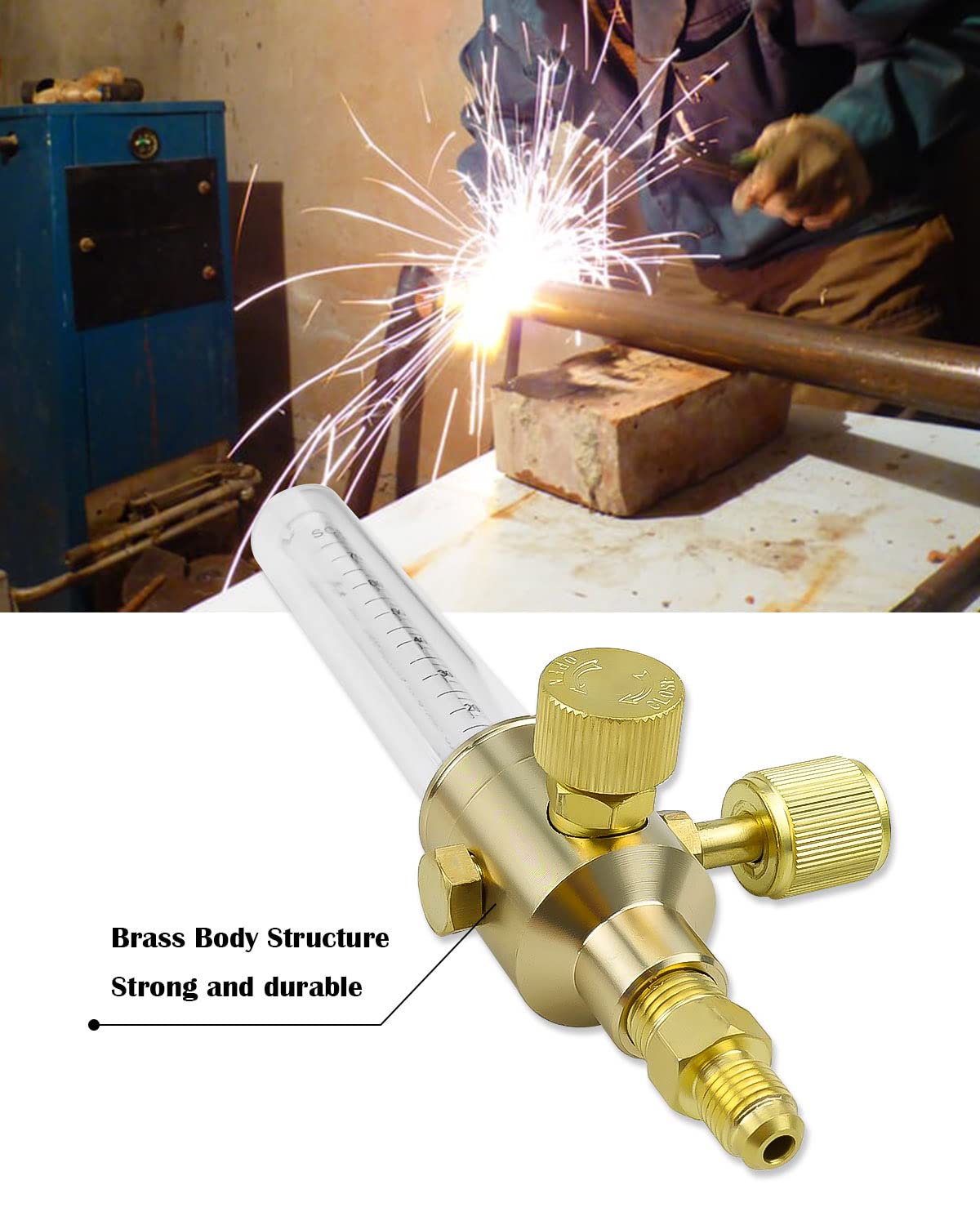 Amazon | 0386-0849 窒素流量計 1/4インチ SAE フレア インレットと