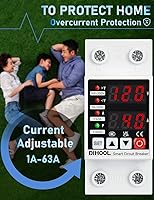 Vista 7 de DIHOOL Protector de voltaje ajustable 110V 220V, corte de bajo/alto voltaje y protección contra sobrecorriente, subvoltaje 70-200V, sobretensión