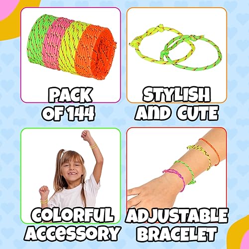 Miniatura 2 de Bedwina 36-Pcs Friendship Bracelets For Kids - Neon Adjustable Woven Rope Friendship Bracelets Bulk for Girls and Boys - Classroom Prizes for Kids