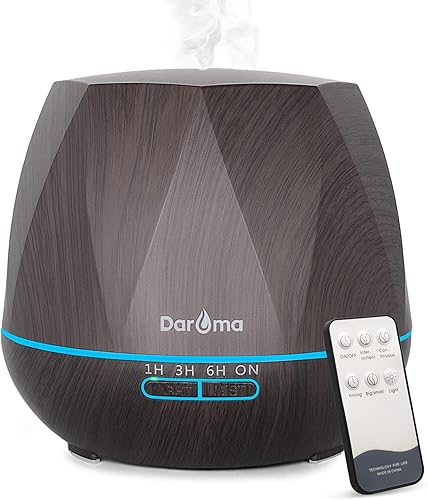 DAROMA - Difusor de aceite esencial de 186fl oz control remoto mejorado 6 en 1 humidificador ultrasónico de niebla fría 7 luces de estado de ánimo