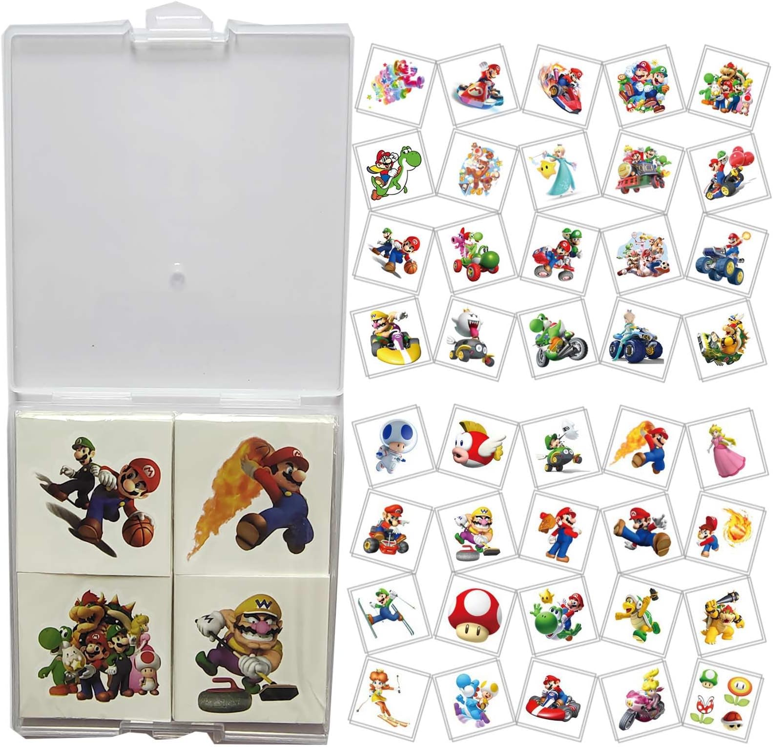 80Pc Mario Temporary Tattoos,Birthday Party Supplies, Favors Gifts Removable Fake Tattoo Stickers for Mario Birthday Party Decorations