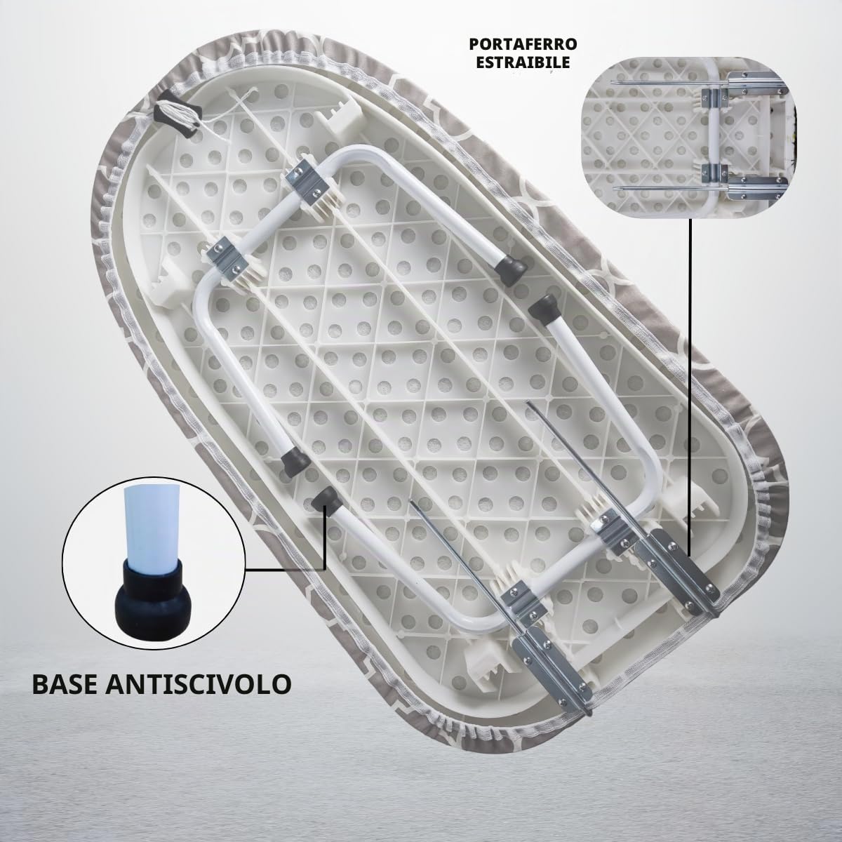Asse da stiro da tavolo, piccola asse da stiro, compatta, portatile, con tappetino in silicone per appoggiare il ferro da stiro, salvaspazio, per uso domestico, da tavolo, da viaggio, 60 x 37