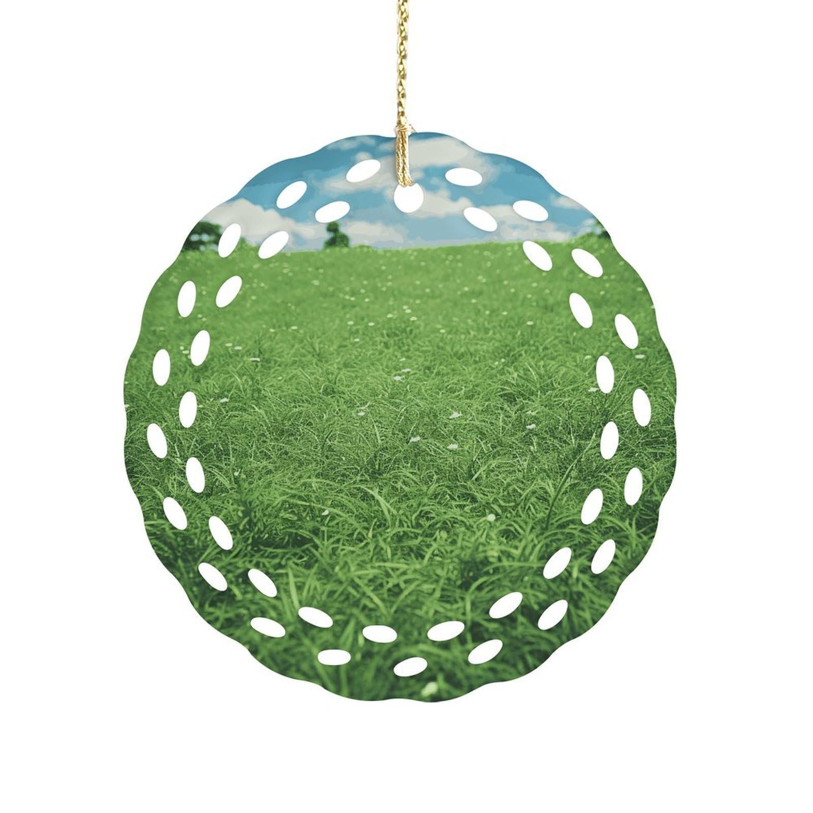 Fekiloot Women's Style Green Lawn Ceramic Ornaments 3 Inch Round,Holiday Keepsake For ,Girls,Pet Owners,Hanging Ornament Gifts Idea For Home