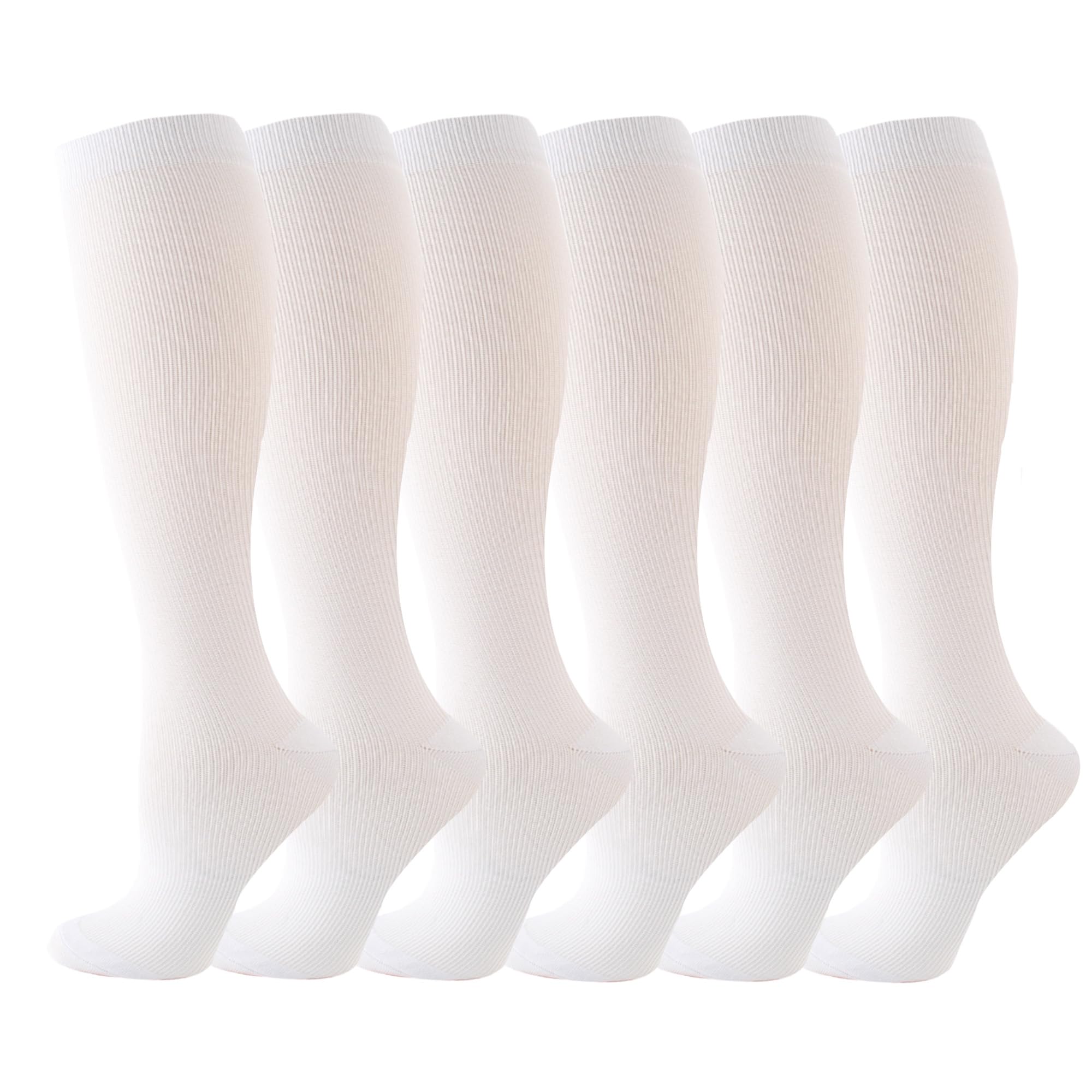 6 Pairs Compression Socks for Women and Men Circulation, 20-30 mmhg Support for Athletic Running, Hiking, Nurse, Recovery