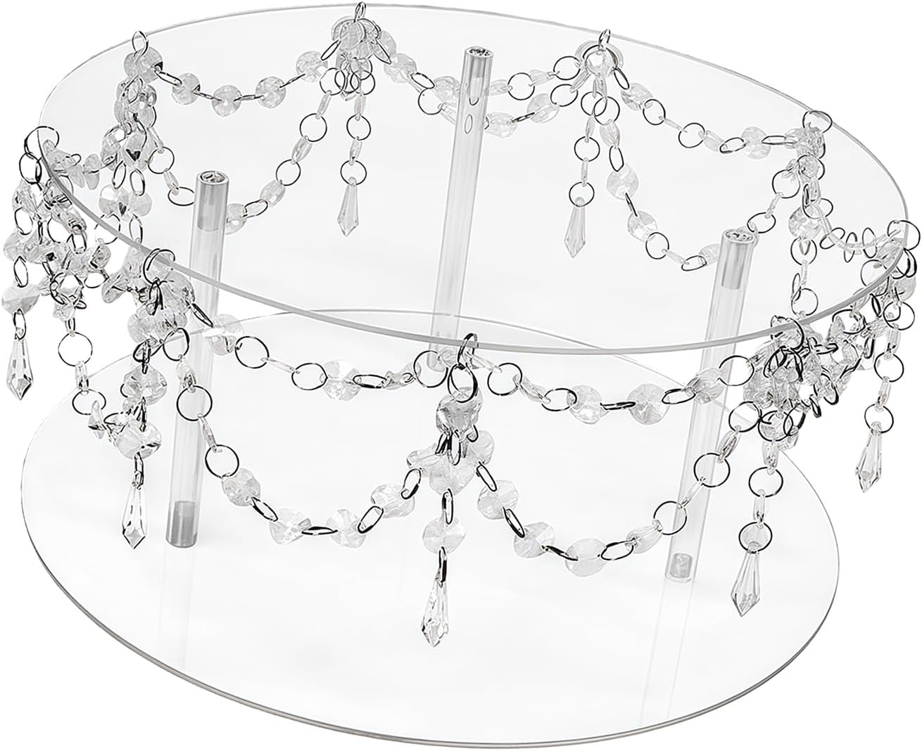 エレガントなクリスタルビーズデザインのアクリルデザートディスプレイスタンドケーキカップケーキホルダーベーキングデコレーションや特別な