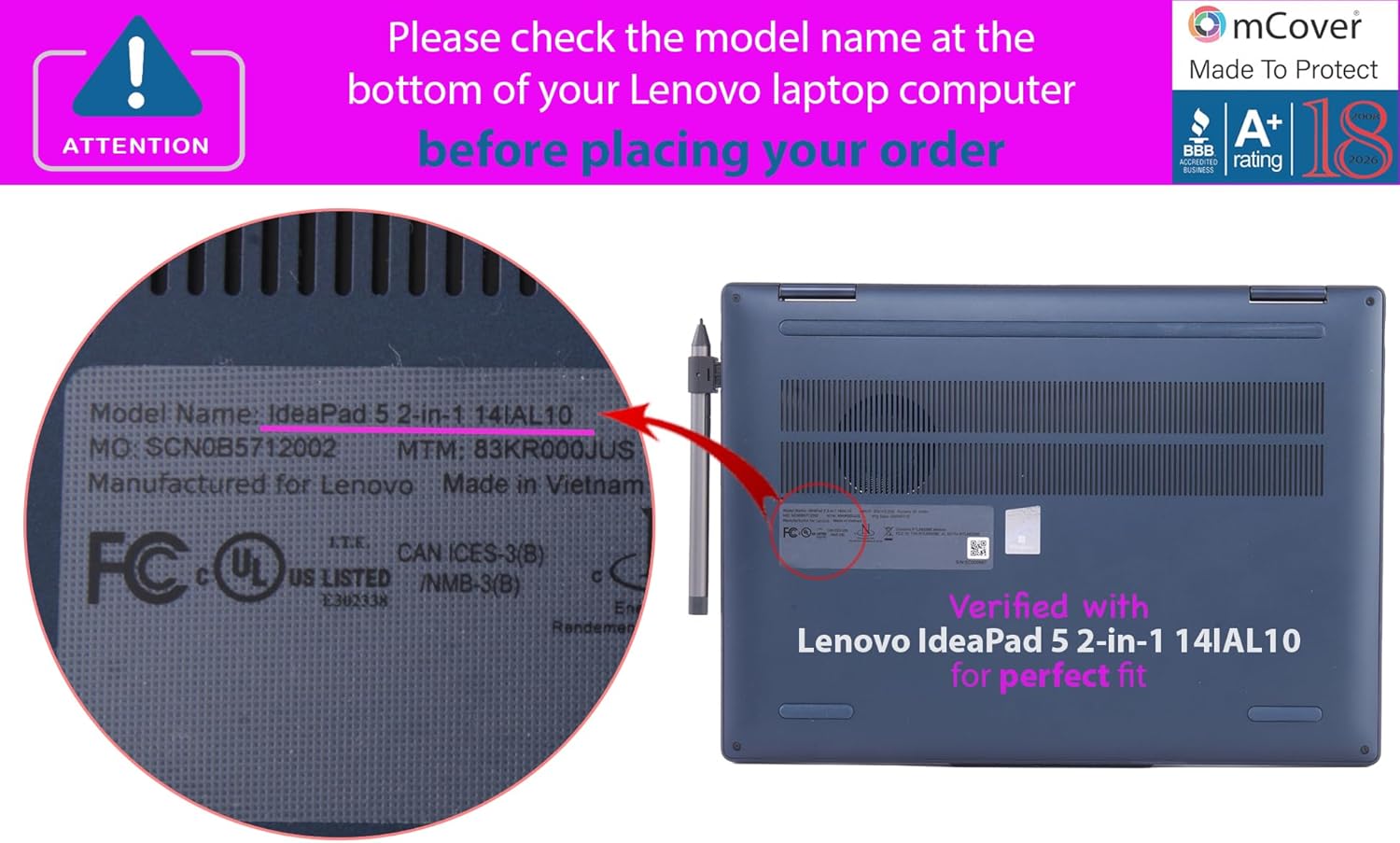 mCover case ONLY Compatible for 2024+ 14-inch Lenovo IdeaPad 5 2-in-1 14IAL10 / 14AKP10 / 14AHP9 / 14IRU9 / 14IRH9 / 14Q8X9 Series Windows Notebook PC(NOT Fitting Any Other Models)- Clear