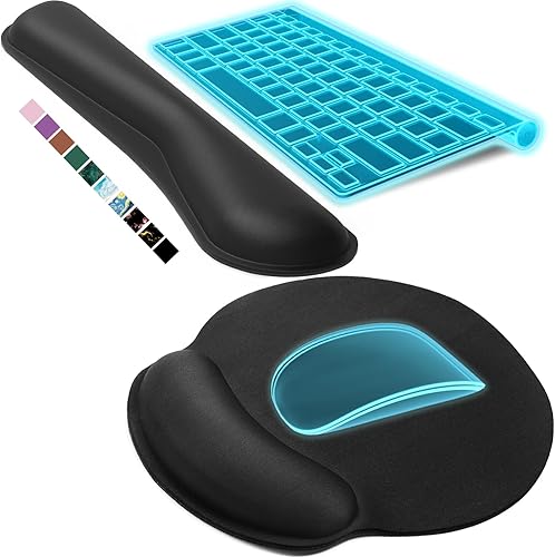 KTRIO Reposamuñecas ergonómico para teclado y alfombrilla para mouse con reposamuñecas, soporte de muñeca de espuma viscoelástica para escribir,