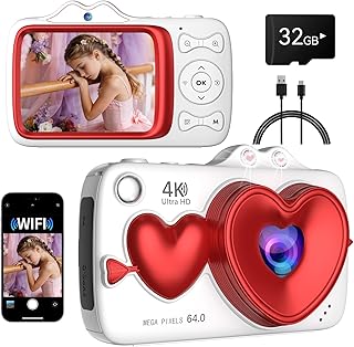 Digital Camera,4K 64MP Autofocus Vlogging Camera with Dual Lens,18X Zoom/WiFi/32GB Card/,Point and Shoot Cameras for Boys Girls Gifts (XJ700-White)