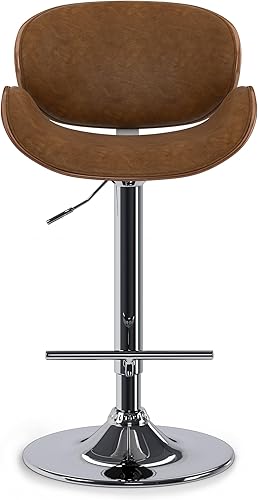 Miniatura 179 de SIMPLIHOME Marana - Taburete de bar giratorio ajustable – Silla tapizada de metal de 33 pulgadas de altura de asiento en piel sintética vegana